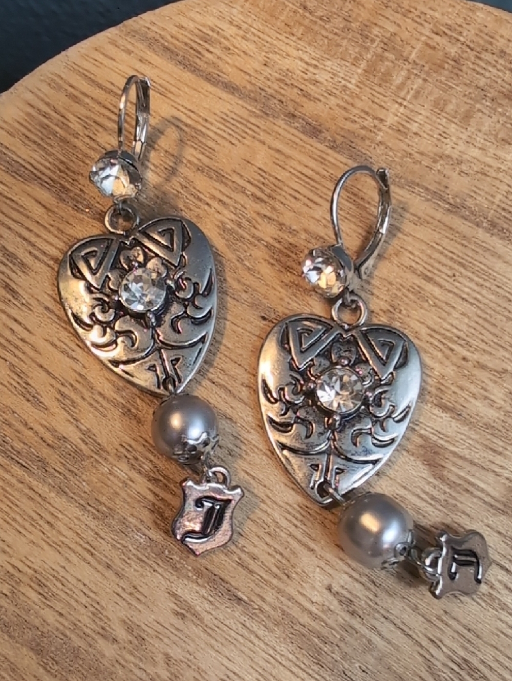 Juicy Couture Silver-Tone Heart Drop Earrings with Clear Crystals